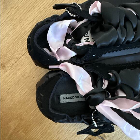 Naked Wolfe Sneakers Satin Adorable Size US & Black Pink - Picture 8 of 9